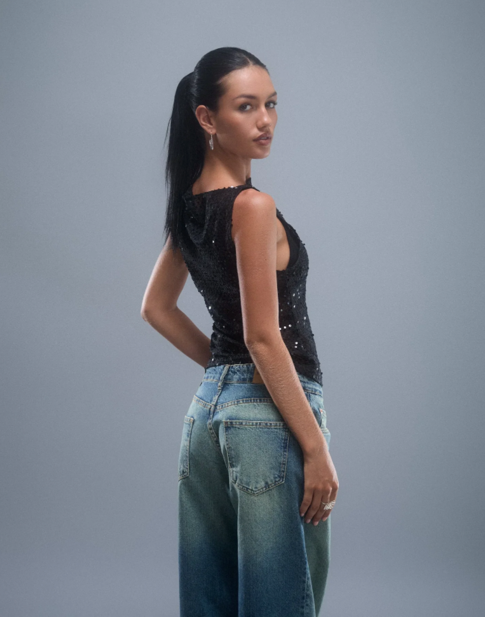 NELIYA™ ⎹ Nude BLACK Top