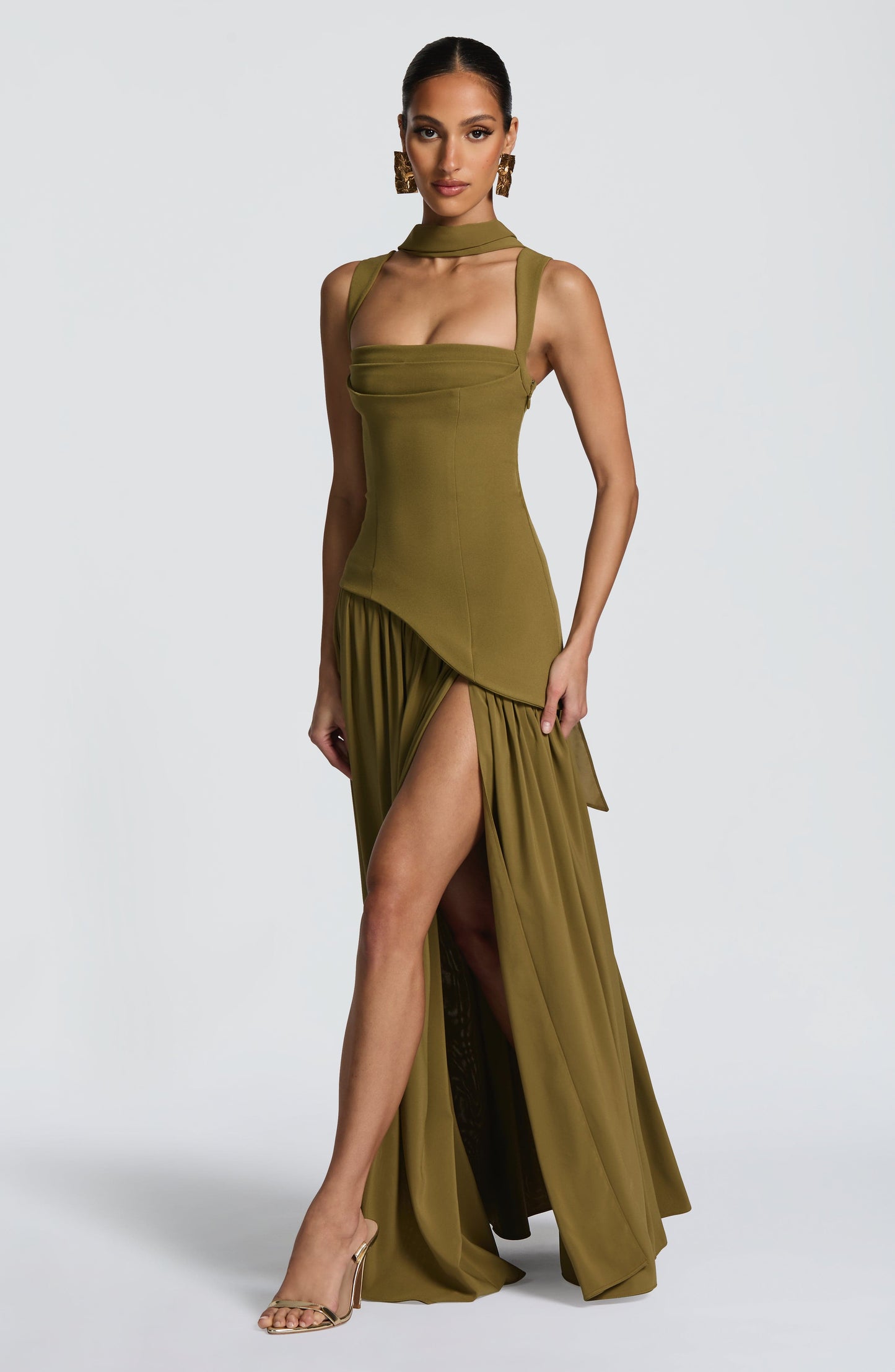 DEEP OLIVE DRESS GOWN
