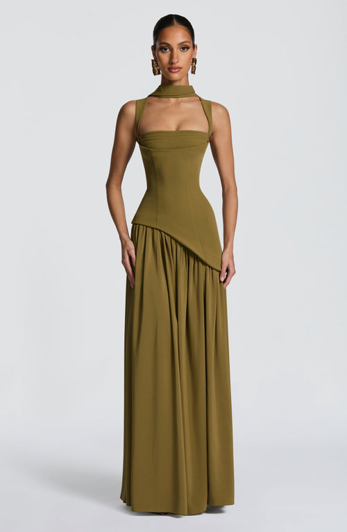 DEEP OLIVE DRESS GOWN