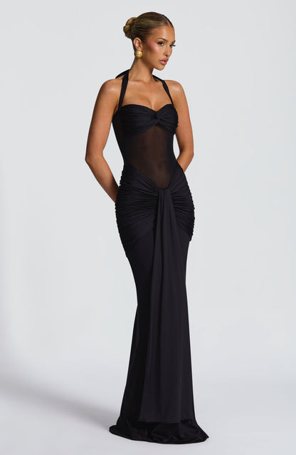 Luna Ruched Mesh Maxi Dress