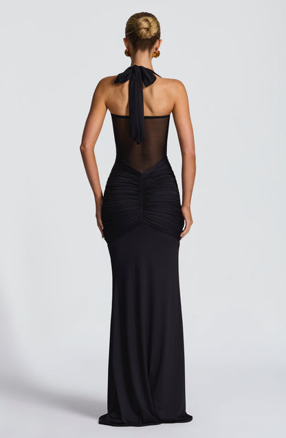 Luna Ruched Mesh Maxi Dress