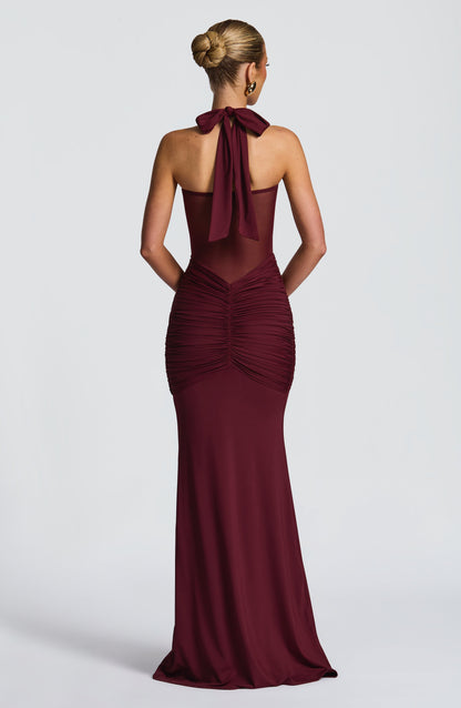 Luna Ruched Mesh Maxi Dress