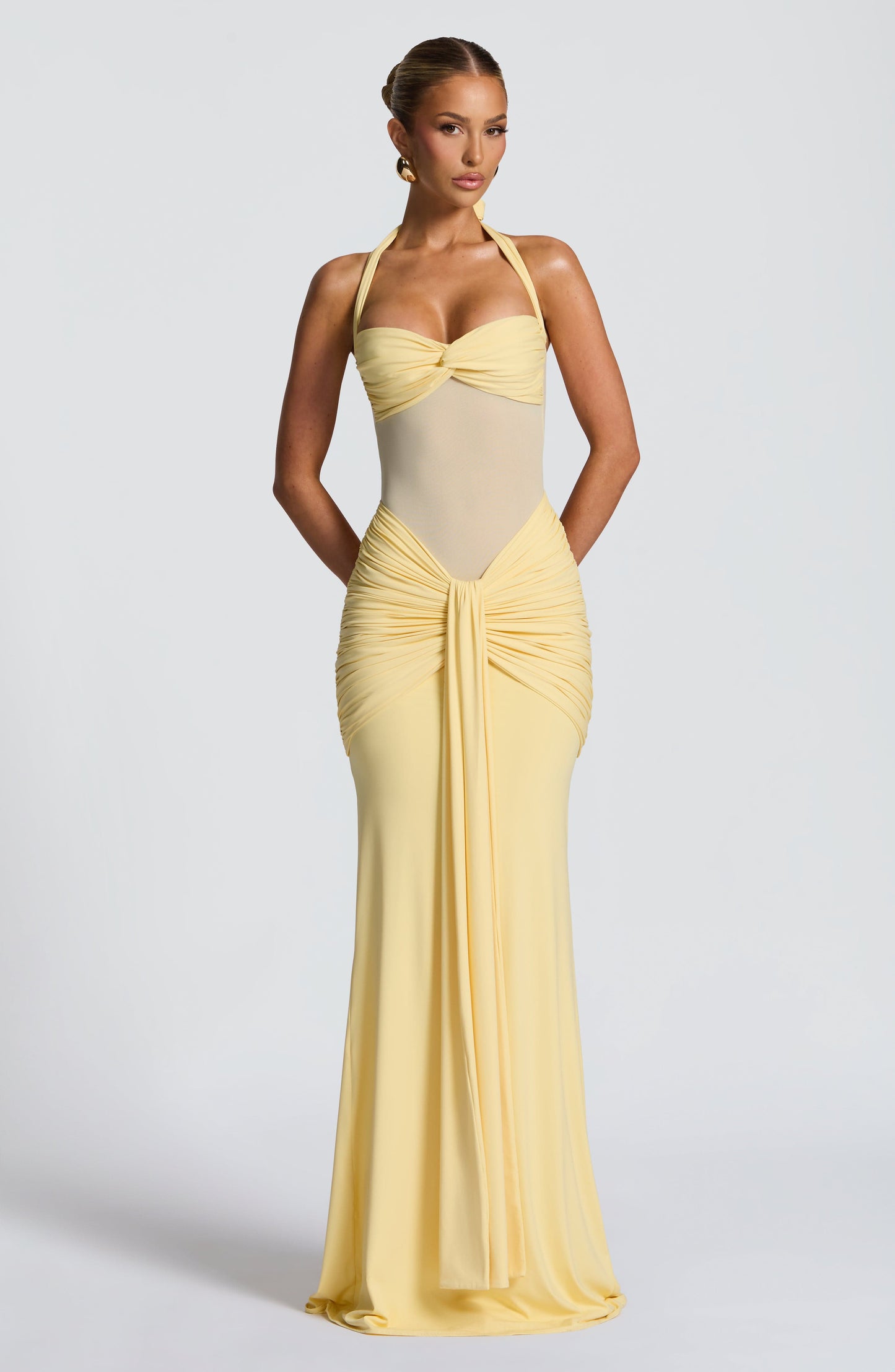 Luna Ruched Mesh Maxi Dress